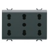 Priza standard italian tripla 3M Gewiss Chorus negru GW12209