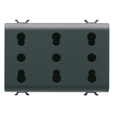 Priza standard italian tripla 3M Gewiss Chorus negru GW12209 foto