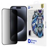 Folie de protectie Ecran Privacy Lito D+ Pro pentru Apple iPhone 15 Pro, Sticla Securizata, Full Glue