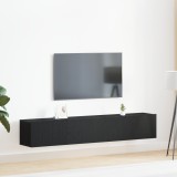 Set de dulap TV 2 piese vidaXL Negru din lemn laminat