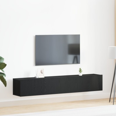 vidaXL Set TV din lemn negru, 2 piese foto
