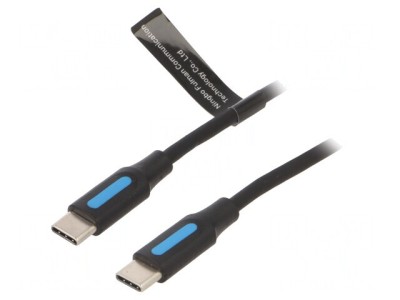 Cablu USB-C 2.0, 1m, Negru, Conectori Nichelati foto