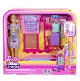 Set Barbie Family &amp; Friends cu bagaje la aeroport pentru copii 3+ ani