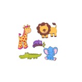 Set decoratiune de perete pentru camera copilului, model Animale salbatice, 5 animalute, Multicolor, BBL2253