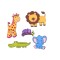 Set decoratiune de perete pentru camera copilului, model Animale salbatice, 5 animalute, Multicolor, BBL2253