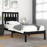 VidaXL Cadru de pat mic single, negru, 75x190 cm, lemn masiv de pin
