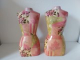 Lot 2 busturi manechin croitorie Art Deco, ceramica, 30x14cm,