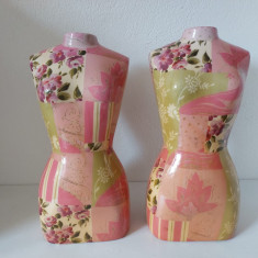 Lot 2 busturi manechin croitorie Art Deco, ceramica, 30x14cm,