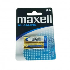 Set 2 baterii alcaline LR06 tip AA, Maxell, in blister