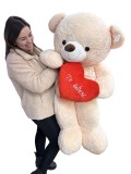 Urs de plus mare crem cu inima rosie 1,2 m