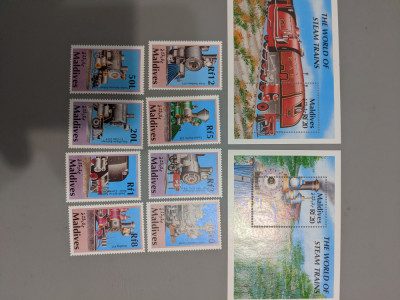 maldive - Timbre trenuri, locomotive, cai ferate, nestampilate MNH foto