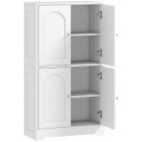 HOMCOM Comodă Bucătărie, Dulap Bucătărie cu 2 Dulapuri, 4 Uși Arcuite, 2 Rafturi Reglabile, cu Dispozitiv Anti-Răsturnare, 60x30x110 cm, pentru Sala d