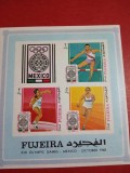 FUJEIRA, SPORT MEXIC - BLOC IMPERF. + SERIE COMPLETĂ MNH (2 FOTO), Nestampilat