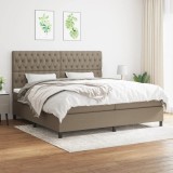 Cumpara ieftin Pat box spring cu saltea, gri taupe, 200x200 cm, textil