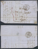 France 1854 Postal History Rare Stampless Cover + Content Paris to Lyon D.1025