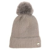 Caciula tricotata cu paiete, captuseala fleece si pompon, Taupe, CMCLASS