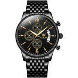 Ceas barbati Nibosi Quartz Cronograf Analog Business Casual Fashion Negru