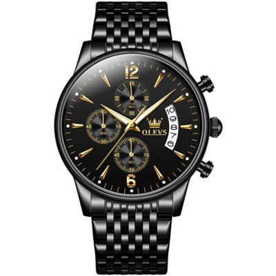 Ceas barbati Nibosi Quartz Cronograf Analog Business Casual Fashion Negru foto