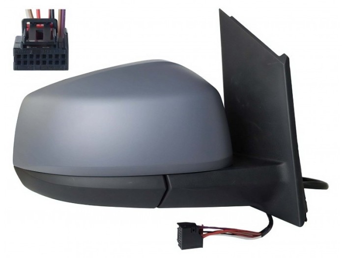 Oglinda exterioara Volkswagen Caddy, 11.2020-, montare dreapta, reglaj electric; carcasa grunduita; incalzit; sticla convexa; geam cromat; rabatabil;