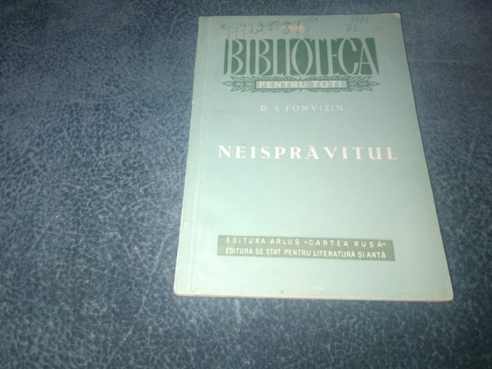 D I FONVIZIN - NEISPRAVITUL 1955