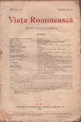 C6805N Viața Rom&amp;icirc;nească, 2/1921, Iași foto