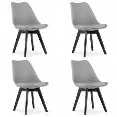 Set 4 scaune bucatarie/living, Artool, Mark, PP, lemn, gri si negru, 49x55.5x82.5 cm GartenVIP DiyLine