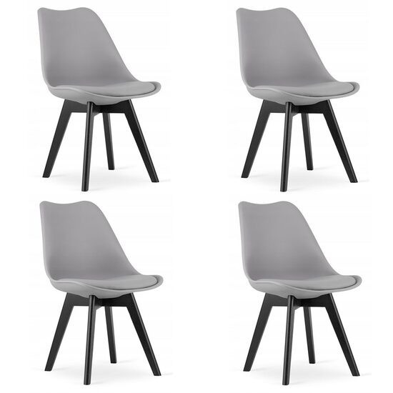 Set 4 scaune bucatarie/living, Artool, Mark, PP, lemn, gri si negru, 49x55.5x82.5 cm