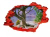 Autocolant decorativ, Gaura in perete, Multicolor, 85 cm, 690STC-2, animale si pasari, Oem