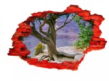 Autocolant decorativ, Gaura in perete, Multicolor, 85 cm, 690STC-2, animale si pasari, Oem