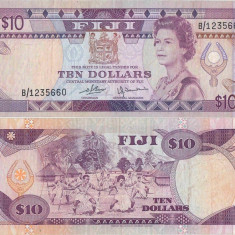 1980 , 10 dollars ( P-79a ) - Fiji - stare XF
