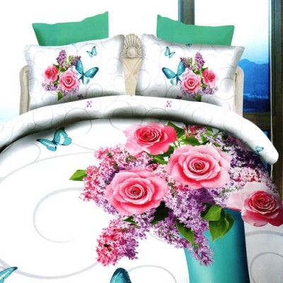 Lenjerie de pat digital print 3d (liliac flowers) foto