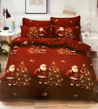 Lenjerie Pat Dublu 6 Piese Bumbac Jojo Craciun Rosu: Cearceaf Elastic, Pilota 200x230, Fete Perna 70x70 &amp; 55x80