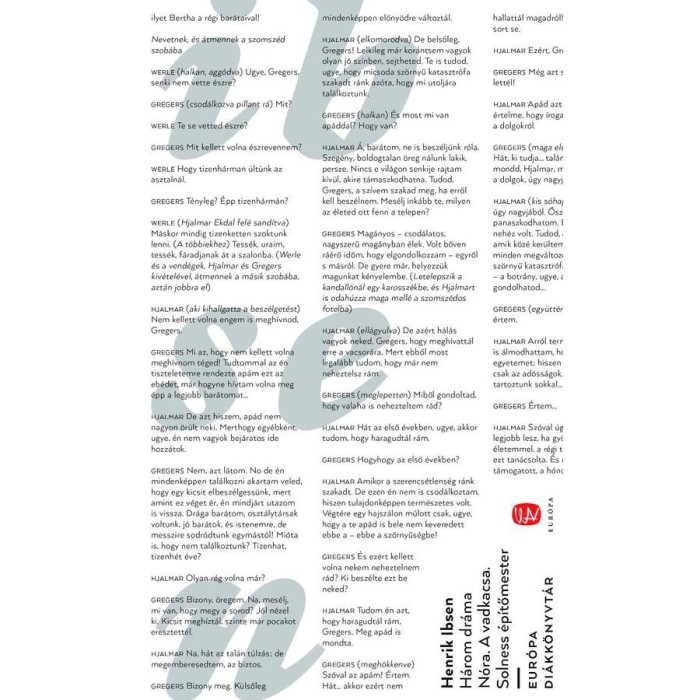 H&aacute;rom dr&aacute;ma - N&oacute;ra - A vadkacsa - Solness &eacute;p&iacute;tőmester - Henrik Ibsen