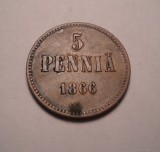 Finlanda 5 pennia 1866