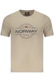Norway Tricou barbati, cu imprimeu grafic, din bumbac, Regular fit, Bej, XL