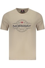 Norway Tricou barbati, cu imprimeu grafic, din bumbac, Regular fit, Bej foto