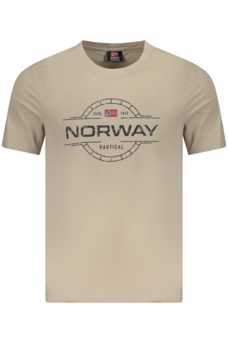 Norway Tricou barbati, cu imprimeu grafic, din bumbac, Regular fit, Bej, XL