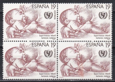 Spania 1987 - Campania ONU pentru Supraviețuirea Copiilor, Bloc de 4, MNH foto