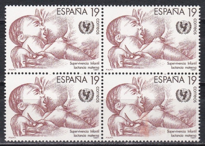 Spania 1987 - Campania ONU pentru Supraviețuirea Copiilor, Bloc de 4, MNH