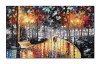 Tablou indragostiti pictat manual dormitor, living, Impreuna pe aleea vietii, stilizat, 100x60cm ulei pe panza in cutit efect 3D