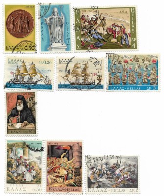 Grecia - A 150-a aniversare a Razboiului de Independenta al Greciei - 1971, valori obliterate foto