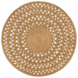 Cumpara ieftin Covor &icirc;mpletit manual, 120 cm, iută, rotund