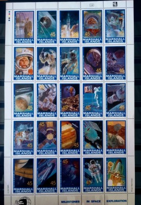 Insulele Marshall 1989 spatiu, cosmos, astronauți, nave spatiale, sateliți nestampilata foto