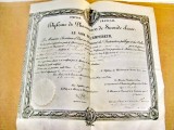 B685-I-Diploma Farmacie veche pergament Franta Imperiu 1860.