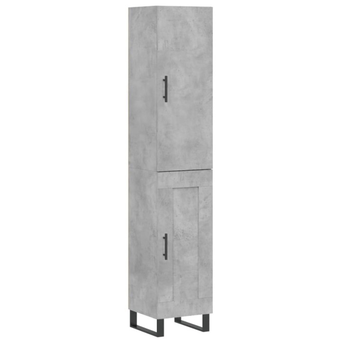 Dulap inalt, gri beton, 34,5x34x180 cm, lemn prelucrat