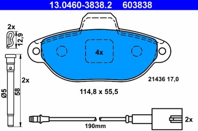 ATE 13.0460-3838.2 set placute frana,frana disc foto