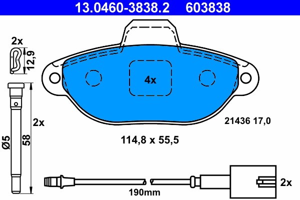 ATE 13.0460-3838.2 set placute frana,frana disc