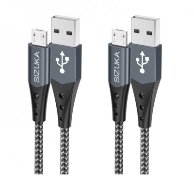 Cablu micro USB SIZUKA, 2 bucati x 2m, Cablu de incarcare din nailon - RESIGILAT foto