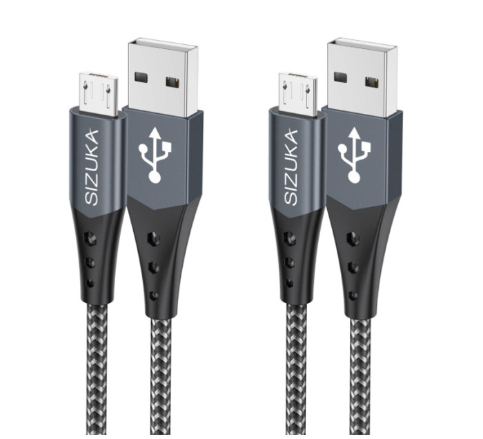 Cablu micro USB SIZUKA, 2 bucati x 2m, Cablu de incarcare din nailon - RESIGILAT