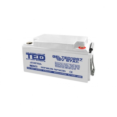Acumulator 12V GEL Deep Cycle, Dimensiuni 350 x 166 x 176 mm, Baterie 12V 67Ah M6, TED Electric TED003461 foto